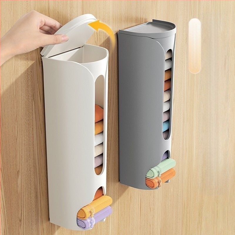 Sieninis apatinių drabužių ir kojinių laikymo dėklas – modelis 001, PP plastikas, su atverčiamu dangteliu, be gręžimo, šiuolaikiškas minimalistinis dizainas