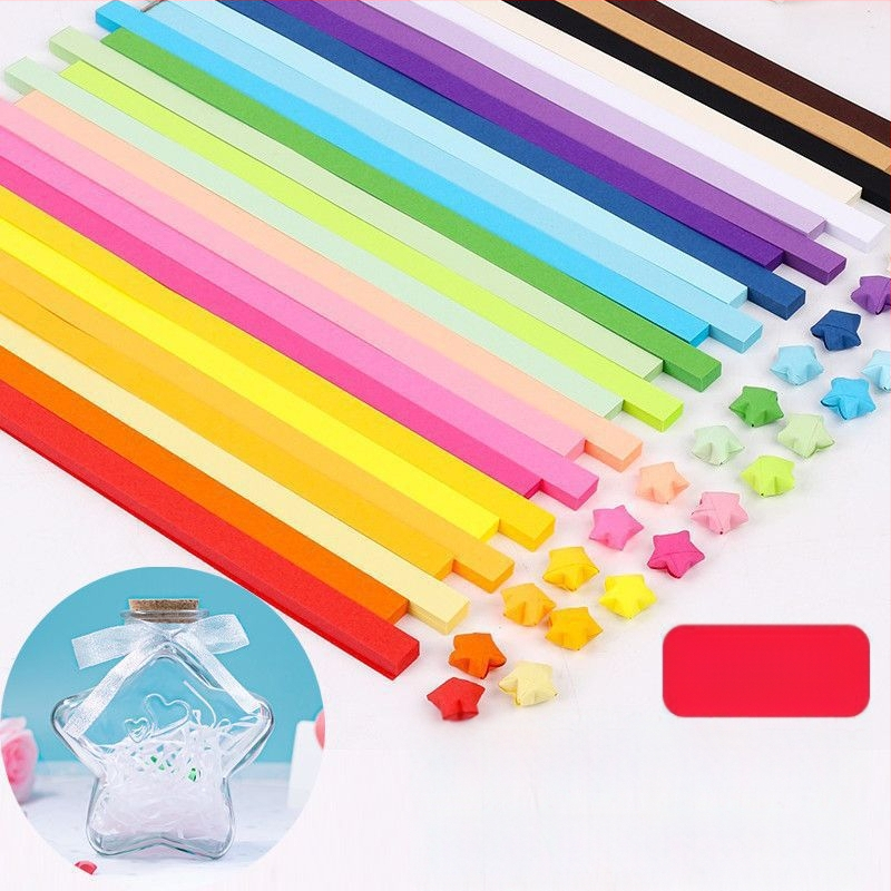 Комплект за оригами със звезда в стъклена бутилка – градиентни звездни ленти, семпъл и модерен стил, подарък за рожден ден, за съученик, Коледа