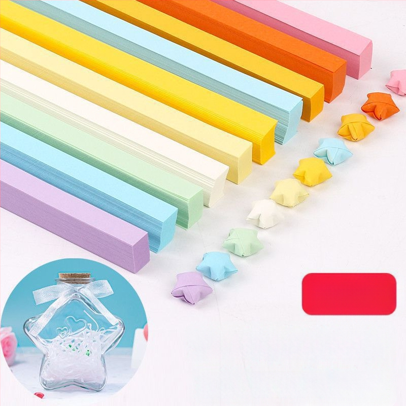 Комплект за оригами със звезда в стъклена бутилка – градиентни звездни ленти, семпъл и модерен стил, подарък за рожден ден, за съученик, Коледа