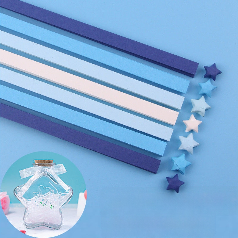 Комплект за оригами със звезда в стъклена бутилка – градиентни звездни ленти, семпъл и модерен стил, подарък за рожден ден, за съученик, Коледа