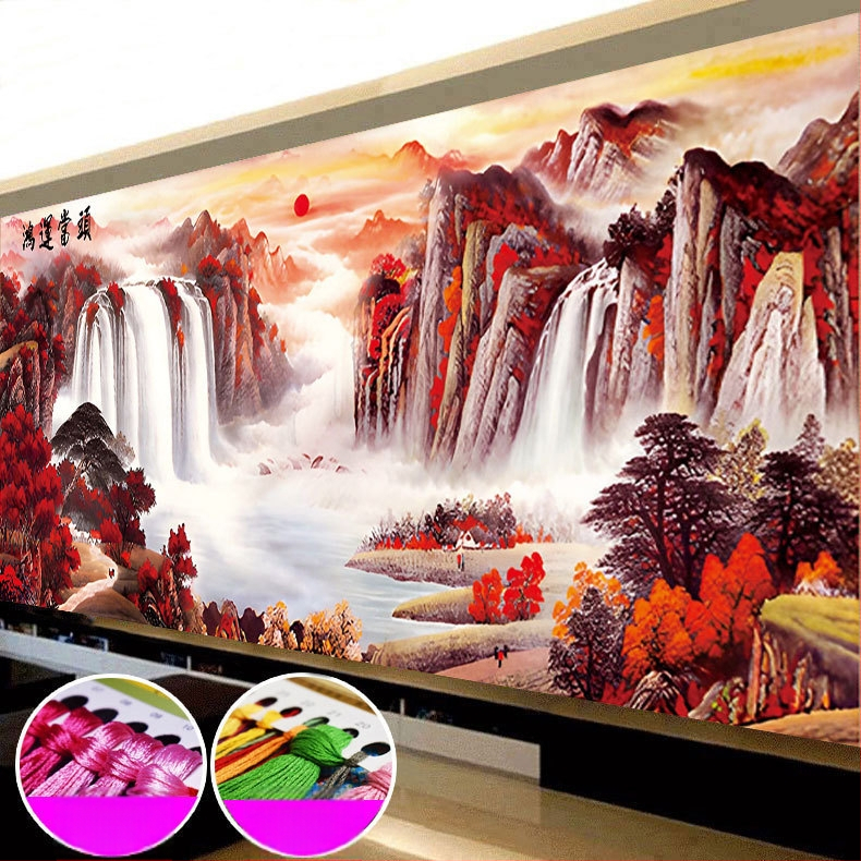 Kryžminio siuvimo rinkinys – peizažas, medvilnės audinys, Mona Lisa ženklas