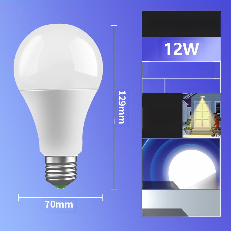 LED αισθητήρας λαμπτήρας, βάση E27, 85-265V, 180° δέσμη, IP30, PF 0.6