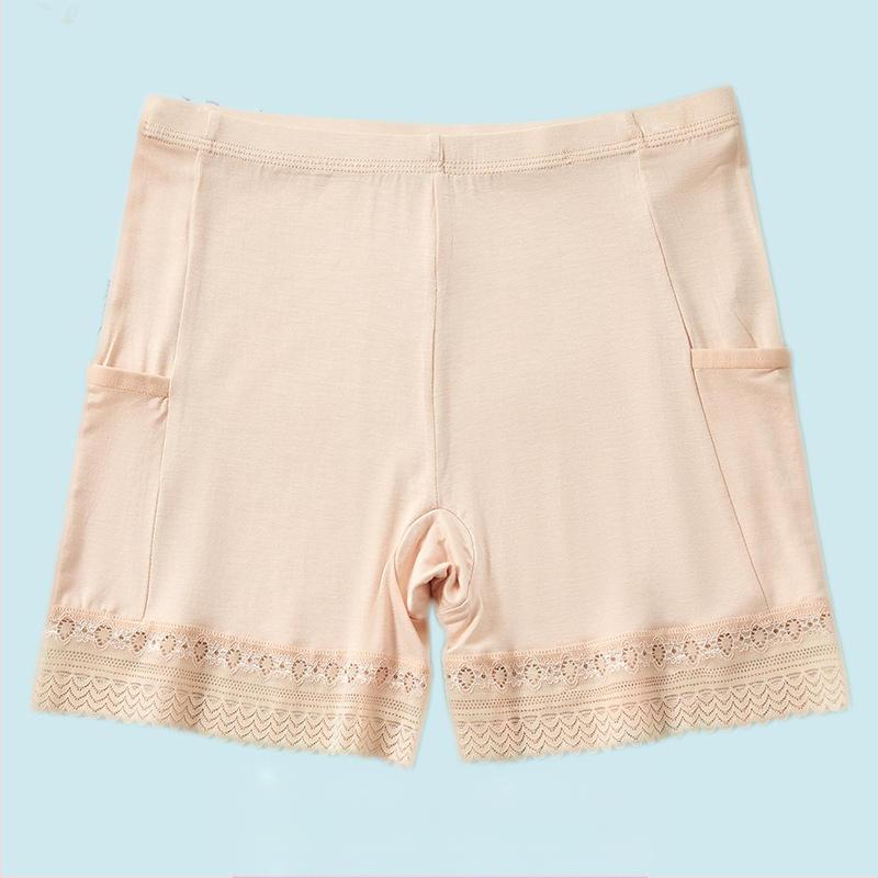 Moteriški viskozės nėriniai saugūs šortai su vidutiniu juosmeniu, medvilnės pamušalas, greitas džiovinimas