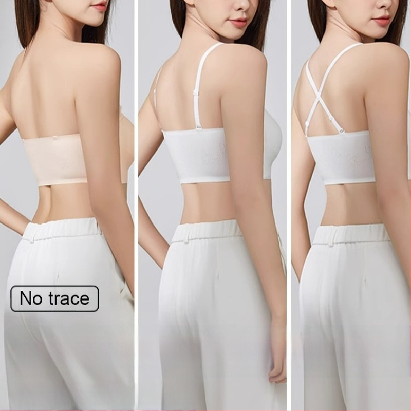 Moteriška be peties liemenėlė, nematoma, priešslidus, 3/4 kaušelis, priekinis užsegimas, nailonas