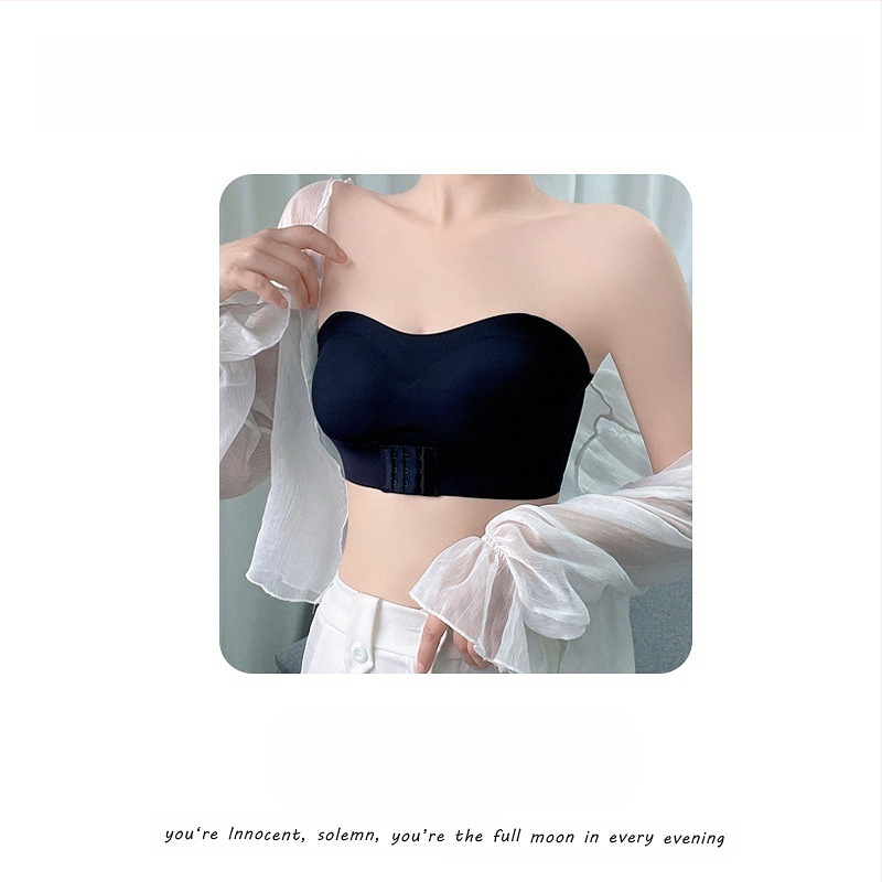 Moteriška be peties liemenėlė, nematoma, priešslidus, 3/4 kaušelis, priekinis užsegimas, nailonas