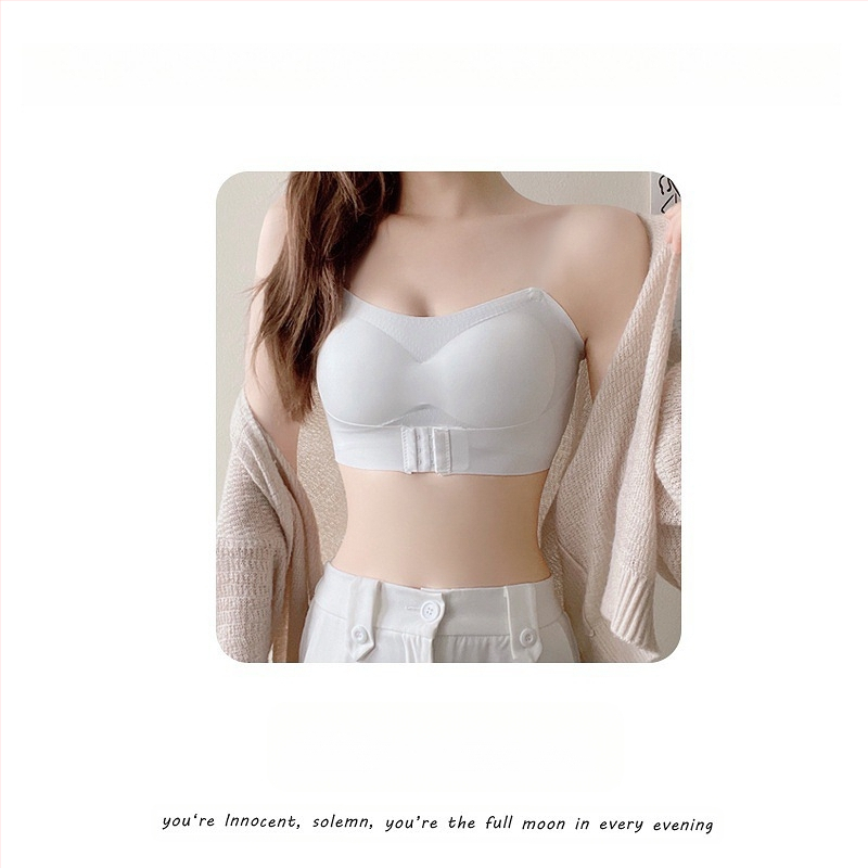 Moteriška be peties liemenėlė, nematoma, priešslidus, 3/4 kaušelis, priekinis užsegimas, nailonas