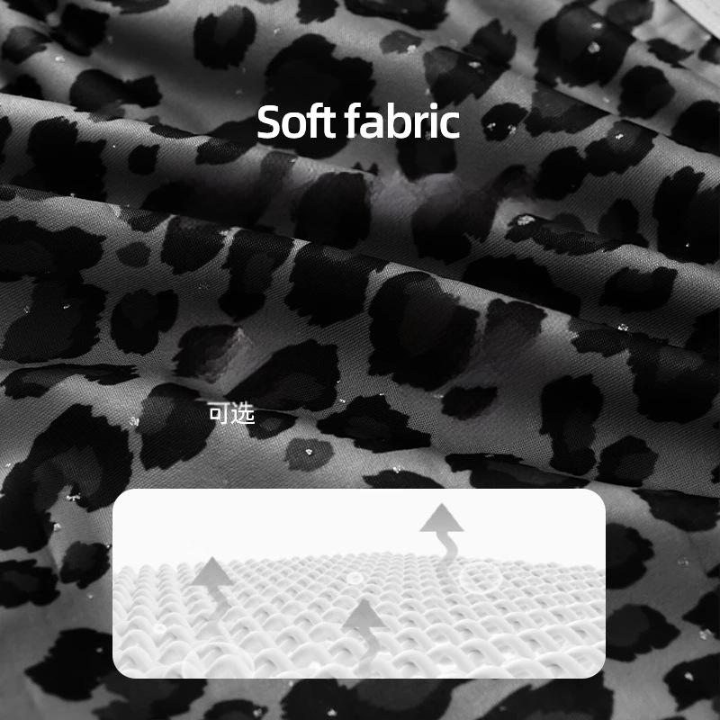 Vīriešu nakts šorti ar leoparda printu, ātri žūstoši, poliestera adījums, 80–90% poliesters, vidējā josta