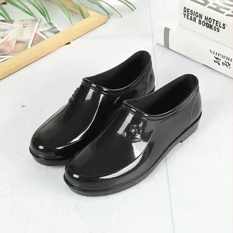 Moterys PVC lietaus batai žiemai, žemas vamzdelio aukštis, plokščias kulnas