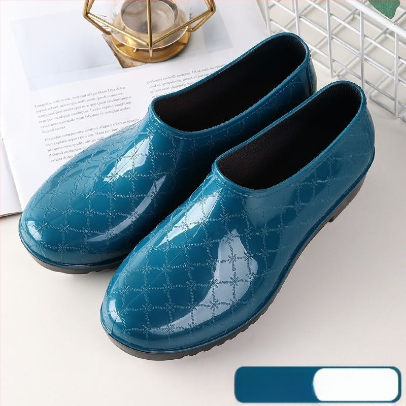 Moterys PVC lietaus batai žiemai, žemas vamzdelio aukštis, plokščias kulnas