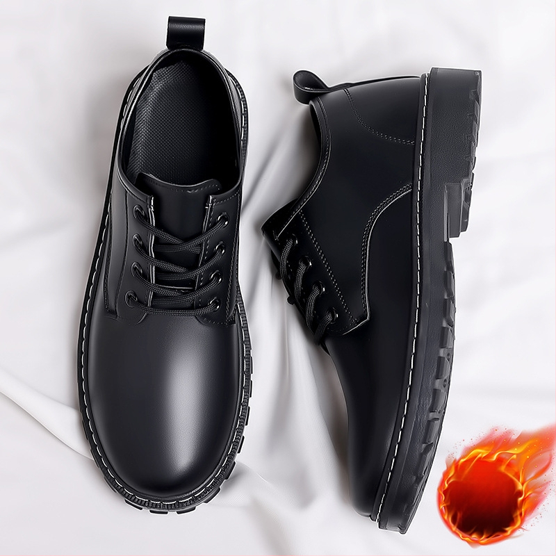 Vyriški batai iš mikropluošto odos, britų stilius, aukščio padidinimo funkcija, vulkanizuota pada, PU įdėklas