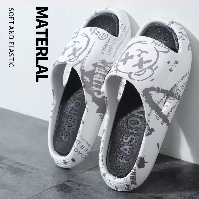 Unisex PVC šlepetės su stora įpurškiama padas vidaus ir lauko naudojimui, korėjietiško stiliaus vasaros sandalai