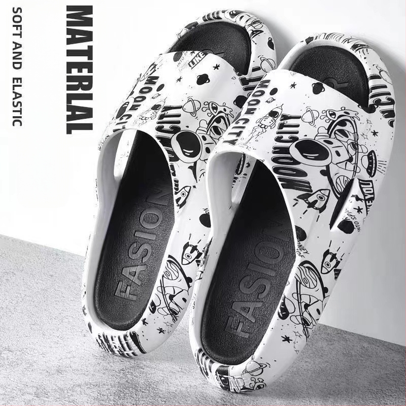 Unisex PVC šlepetės su stora įpurškiama padas vidaus ir lauko naudojimui, korėjietiško stiliaus vasaros sandalai