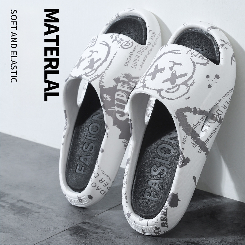 Unisex PVC šlepetės su stora įpurškiama padas vidaus ir lauko naudojimui, korėjietiško stiliaus vasaros sandalai