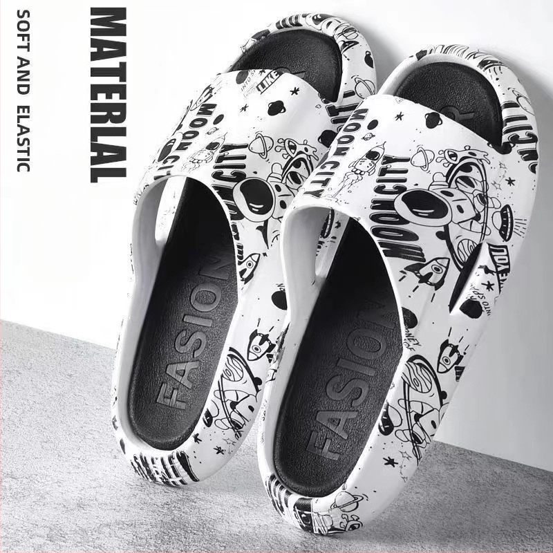 Unisex PVC šlepetės su stora įpurškiama padas vidaus ir lauko naudojimui, korėjietiško stiliaus vasaros sandalai