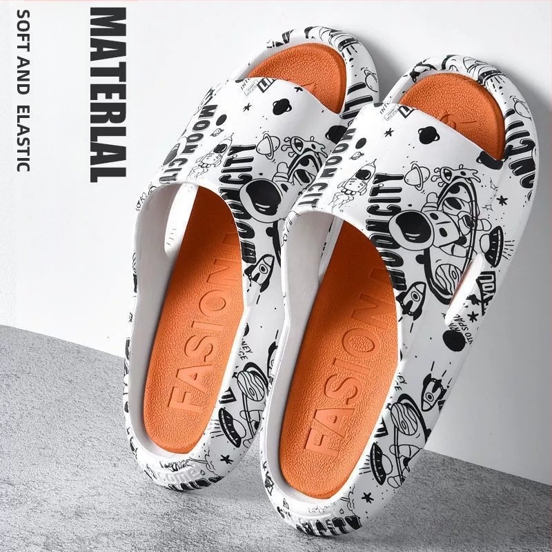 Unisex PVC šlepetės su stora įpurškiama padas vidaus ir lauko naudojimui, korėjietiško stiliaus vasaros sandalai