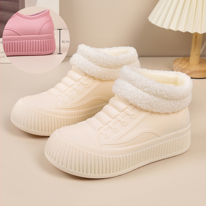 Sieviešu lietuszābaki - ūdensizturīgi PVC augšdaļa, zemāks augums, slip-on, zem papēža 1–3 cm