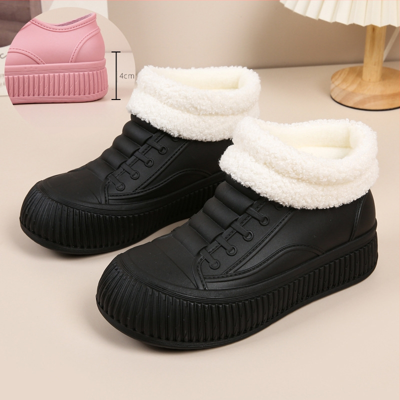 Sieviešu lietuszābaki - ūdensizturīgi PVC augšdaļa, zemāks augums, slip-on, zem papēža 1–3 cm