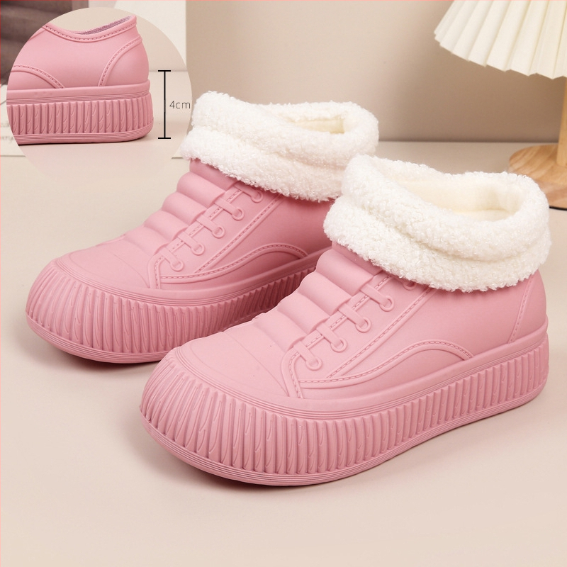 Sieviešu lietuszābaki - ūdensizturīgi PVC augšdaļa, zemāks augums, slip-on, zem papēža 1–3 cm