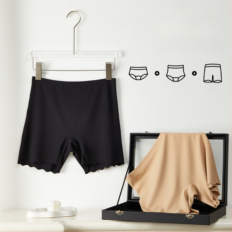 Moterų aukšta juosmens Ice Silk apsaugos šortai, mezgiamas nailonas 66,6%, Mulberry šilko įdėklas 5%, anti-ekspozicija