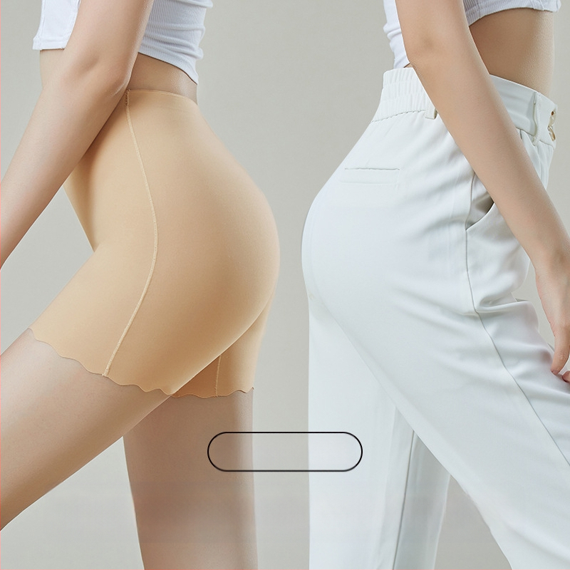 Moterų aukšta juosmens Ice Silk apsaugos šortai, mezgiamas nailonas 66,6%, Mulberry šilko įdėklas 5%, anti-ekspozicija