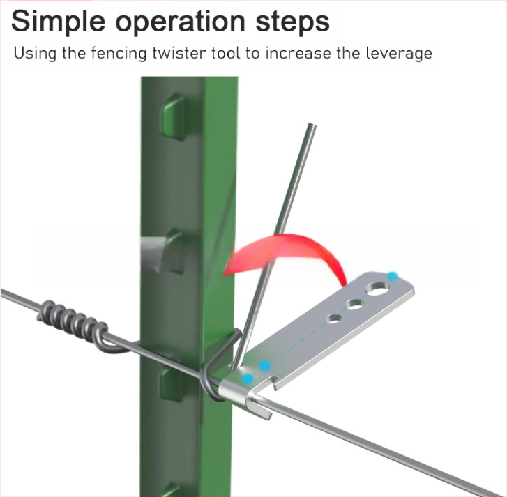 BY-90 čelični uvijač za žicu za ogradu s T-stupnjem – alat za napinjanje žice za svakodnevnu upotrebu u vrtu i šumi, 50 g