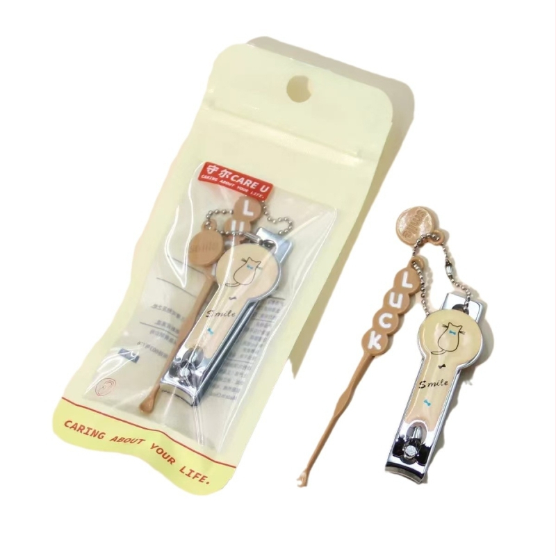 Klešta za nokte s plosnim otvorom i žličicom za uho, prijenosni alat za kućnu njegu noktiju, Shouer