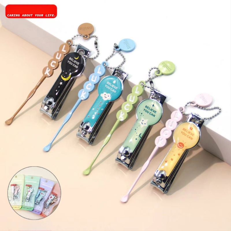 Klešta za nokte s plosnim otvorom i žličicom za uho, prijenosni alat za kućnu njegu noktiju, Shouer