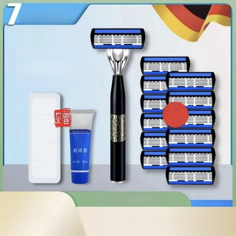 Rokas skuveklis ar sešu slāņu asmeņiem – 15 gabalu komplekts vīriešiem