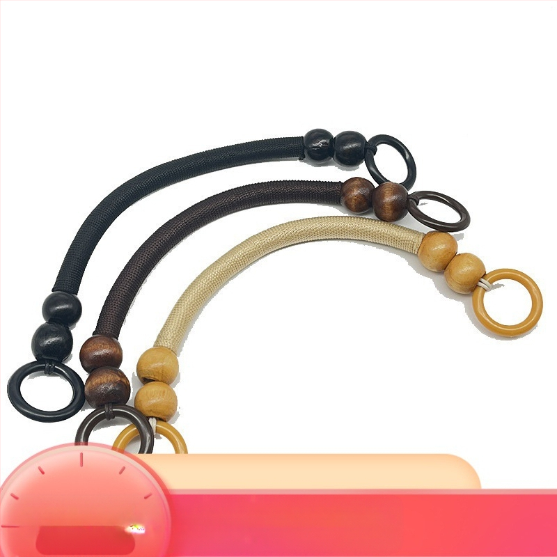 DIY rankinės laikiklis su nailono virve ir mediniais karoliukais – atsparus dilimui, vienos spalvos raštas, 2024 m. pavasaris, licencijuota privata etiketė