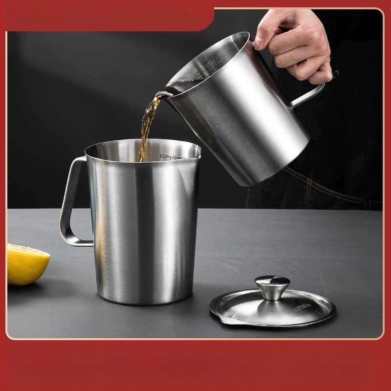 304 nerūdijančio plieno matavimo puodelis su graduota skale latte art pieno arbatai, virtuvės kepimui su storinto dizaino