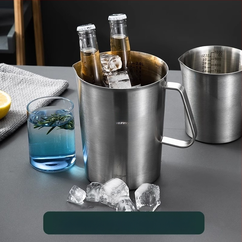 304 nerūdijančio plieno matavimo puodelis su graduota skale latte art pieno arbatai, virtuvės kepimui su storinto dizaino