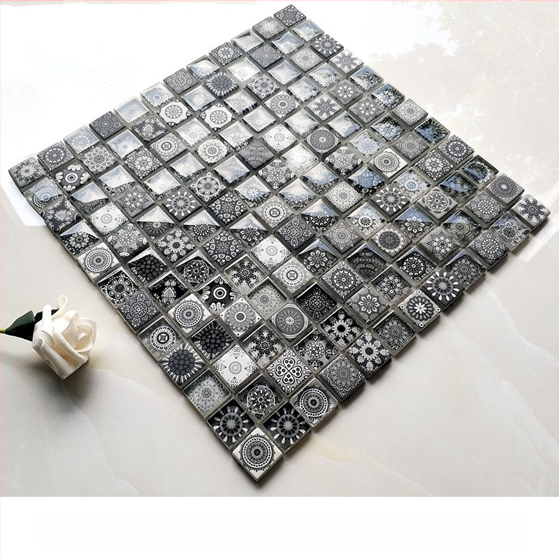 Μωσαϊκό από κρυστάλλινο γυαλί με inkjet εκτύπωση για τοίχους μπάνιου και κουζίνας, απλός και μοντέρνος σχεδιασμός