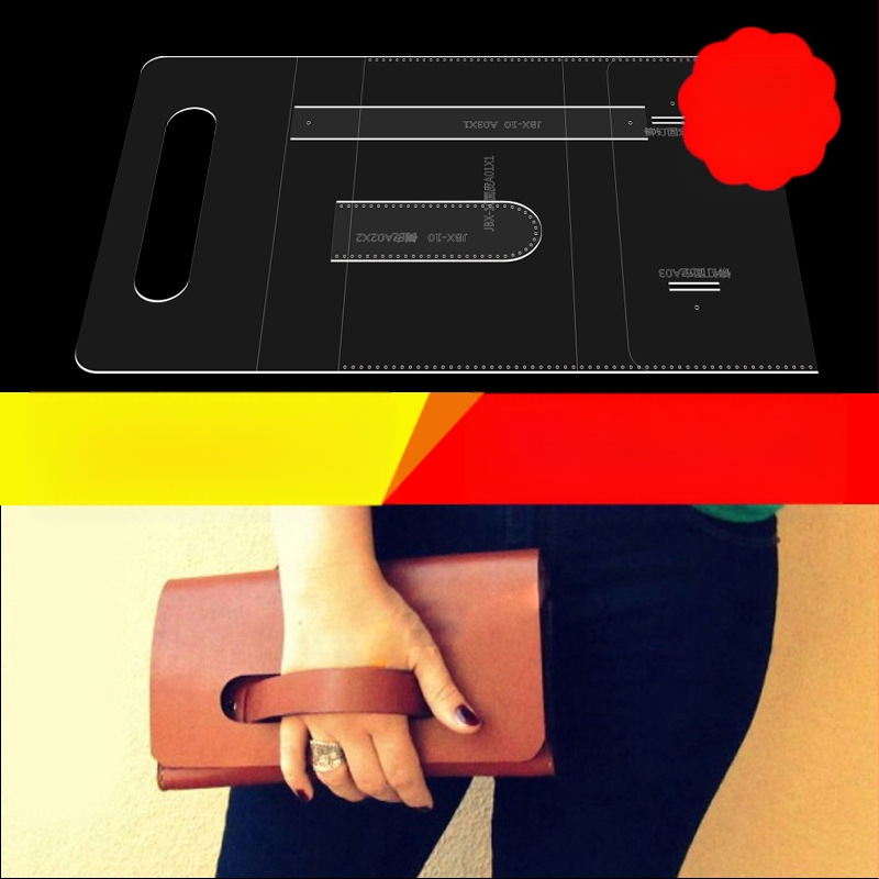 DIY Акрилен шаблон за рисуване за кожени аксесоари — модел за ръчно изработване на чанта, клъч и портфейл