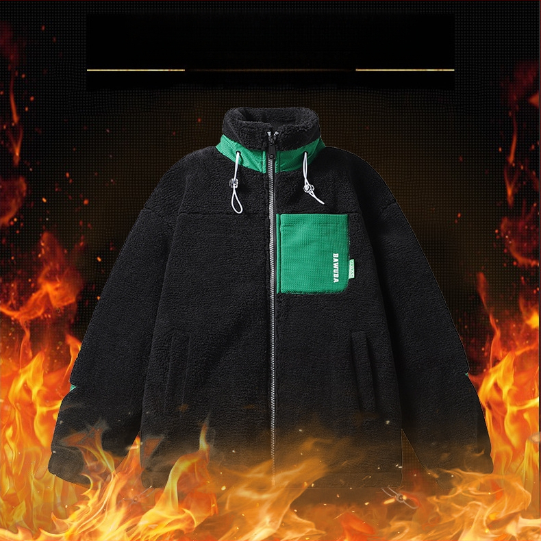 Muški kaput od pamuka s poliesterom punjenim, fleece podstava, zatvarač, stojeći ovratnik, zimski model.