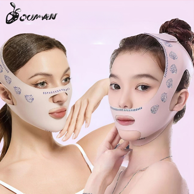 Συσκευή ομορφιάς για V‑face με ιμάντα για το πηγούνι, διαπεραστή μάσκα ανύψωσης, μασάζ προσώπου, προσαρμόσιμη, κουτί με 200 τεμάχια, για γυναίκες, κατάλληλη για γυμναστική και μασάζ υγείας