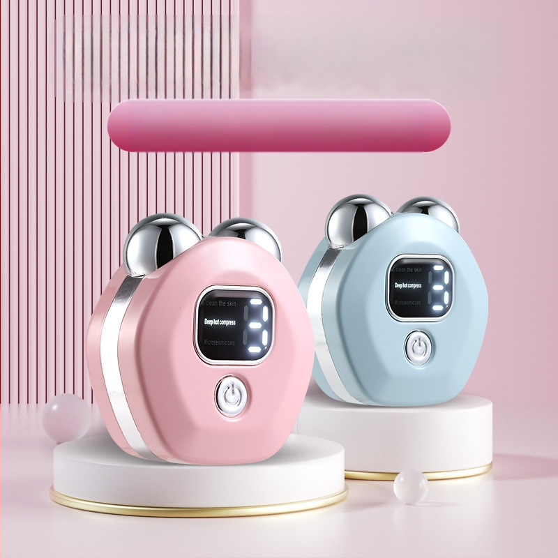 Масажор за цялото тяло с EMS микро ток и двойна ролка, топлинен компрес, USB зареждане, ABS корпус, тегло 50 g