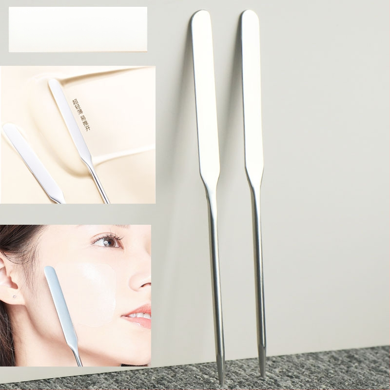 Nerūdijančio plieno makiažo pagrindo špachtelė – profesionalus įrankis makiažui, neabsorbuoja pudros, dažų maišymo lazdelė ir paletės šepetėlis