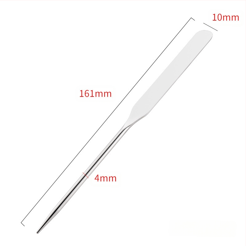 Nerūdijančio plieno makiažo pagrindo špachtelė – profesionalus įrankis makiažui, neabsorbuoja pudros, dažų maišymo lazdelė ir paletės šepetėlis