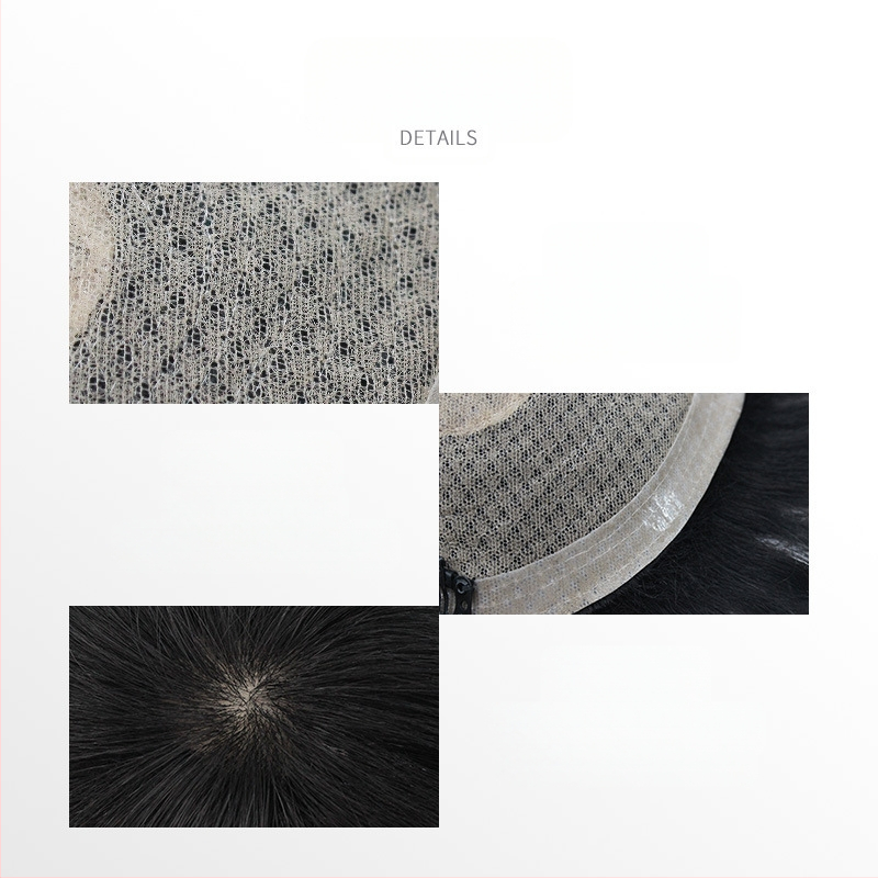 Мъжки парик от естествени коси с механизъм, къса дължина, може да се боядисва и да се подлага на перманентна обработка, покрива оплешивяване