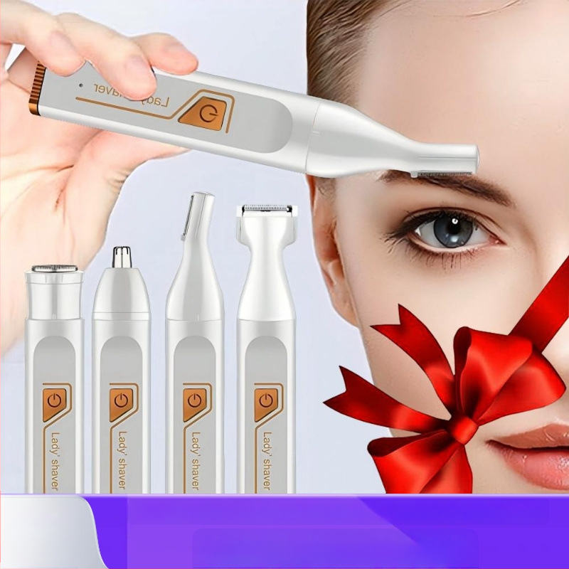 Električni brijač 4-u-1 za tijelo i obrve sa LED zaslonom, ugrađena baterija 500–800 mAh, do 60 minuta rada, niska buka