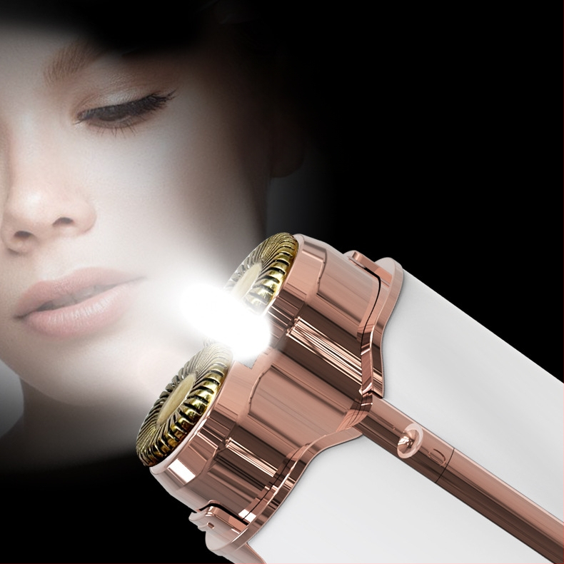 Elektriskā sieviešu skūšana un matu noņemšanas ierīce, mazgājama, ar USB barošanu, divgalvu ar nerūsējoša tērauda asmeņiem, modelis S107, berzes motors