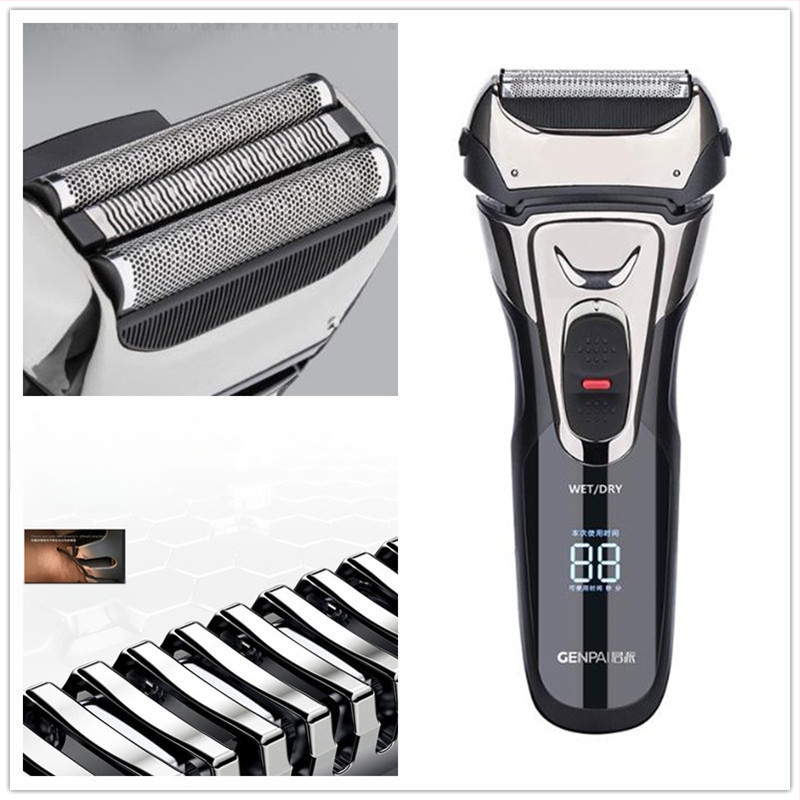 Elektriskais skuveklis visam ķermenim, pilnīgi ūdensdrošs, USB uzlāde, atgriezeniska galva ar trim asmeņiem, iebūvēta baterija 800-1000 mAh, darbība līdz 60 minūtēm, jauda 3W