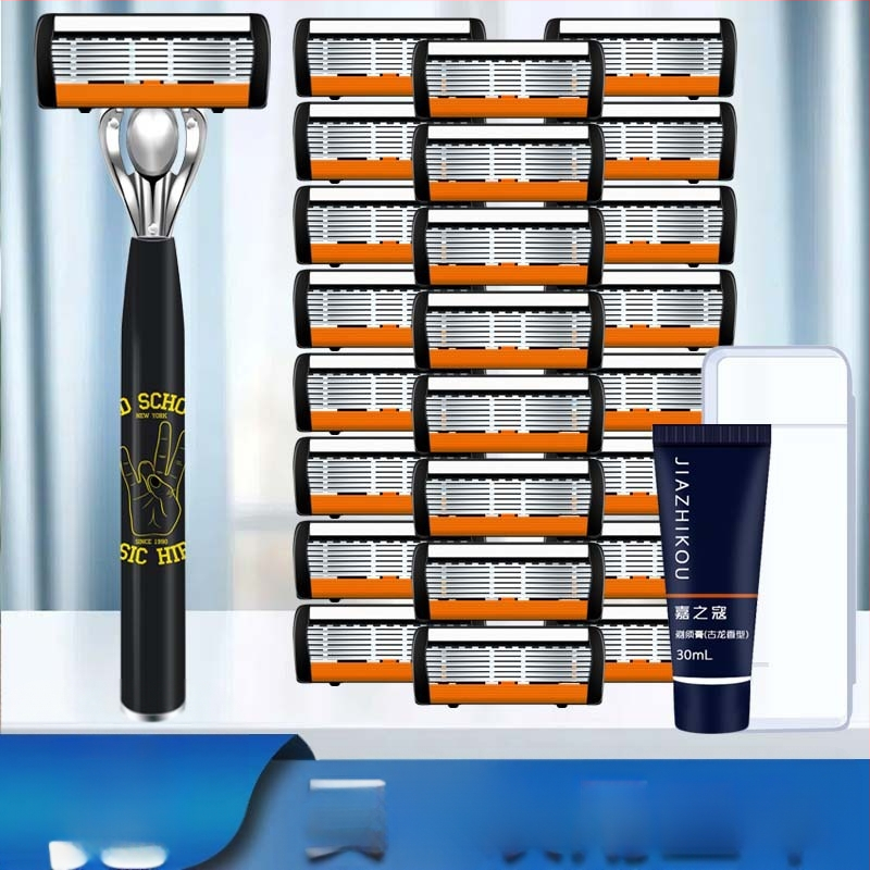 Rokas skuveklis ar sešu slāņu pirkstu rokturiem un septiņu slāņu asmeņa galvu — Jia zhikou