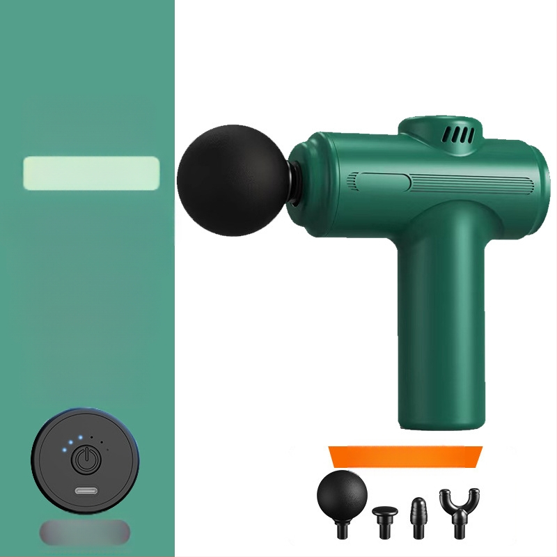 fasijos masažo įrankis su įkraunama baterija, be šepetėlių variklio, 4 antgaliai, 5 greičiai, 2000–4000 mAh baterija, triukšmas 36–45 dB