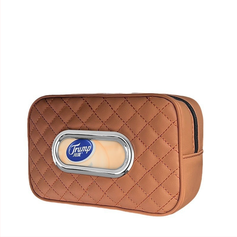 Youbeimei odinė automobilio servetėlių dėžutė su dirželiu, universalus automobilio vidinis priedas