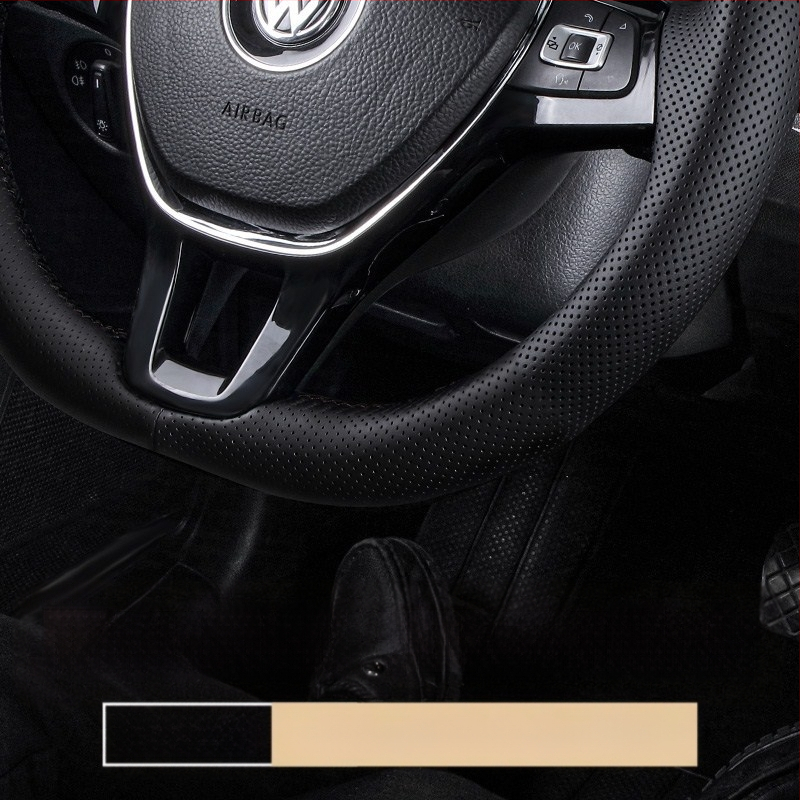 Κάλυμμα τιμονιού από γνήσιο δέρμα, χειροποίητα ραμμένο, αθλητικό στυλ, καθολική εφαρμογή