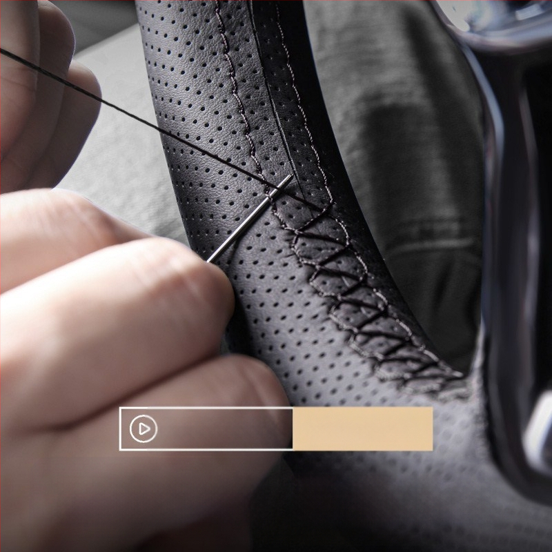 Κάλυμμα τιμονιού από γνήσιο δέρμα, χειροποίητα ραμμένο, αθλητικό στυλ, καθολική εφαρμογή