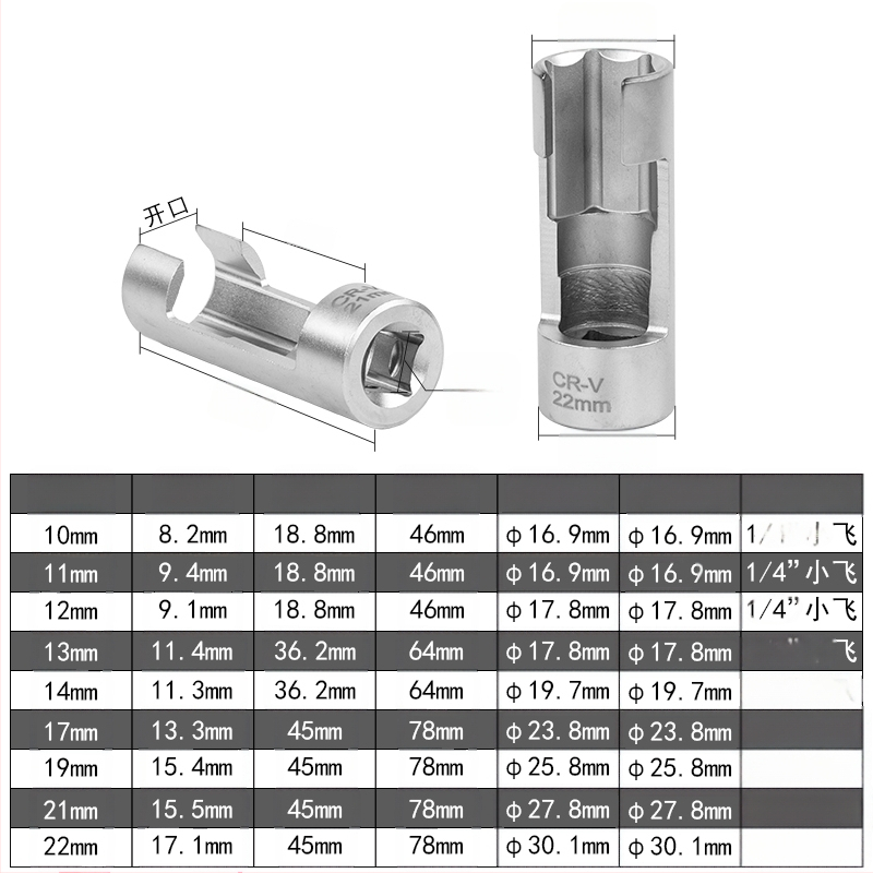 Krom-vanadijevo čelični šestoukutni ključ za cijev dizelskog ubrizgavanja s pristupom senzoru kisika