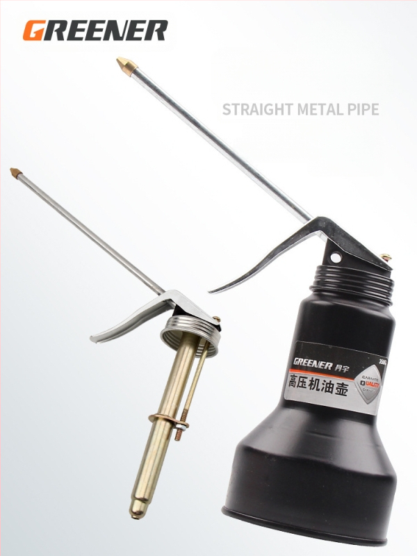 Namų naudojimui skirtas alyvos indas su ilgu antgaliu – rankinis tepalų įrankis, skaidrus korpusas