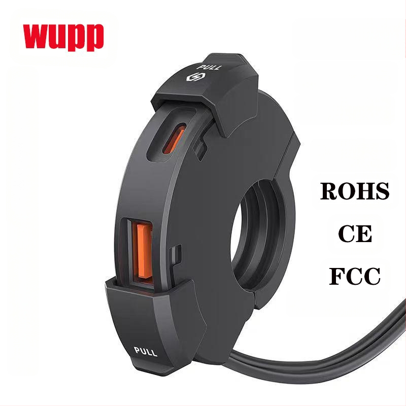 Φορτιστής USB για μοτοσικλέτα, αδιάβροχος, γρήγορη φόρτιση 30W, SAE διεπαφή, είσοδος 12-24V